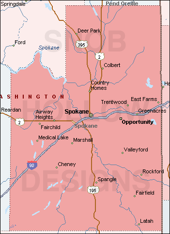 Spokane county Washington map
